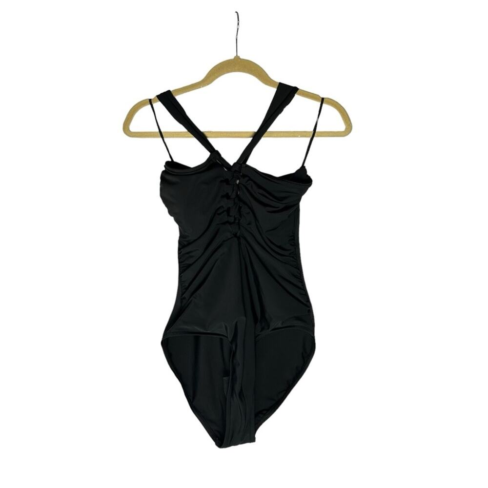 MagicSuit‎ Black Braided Crisscross Strap One Piece Swimsuit